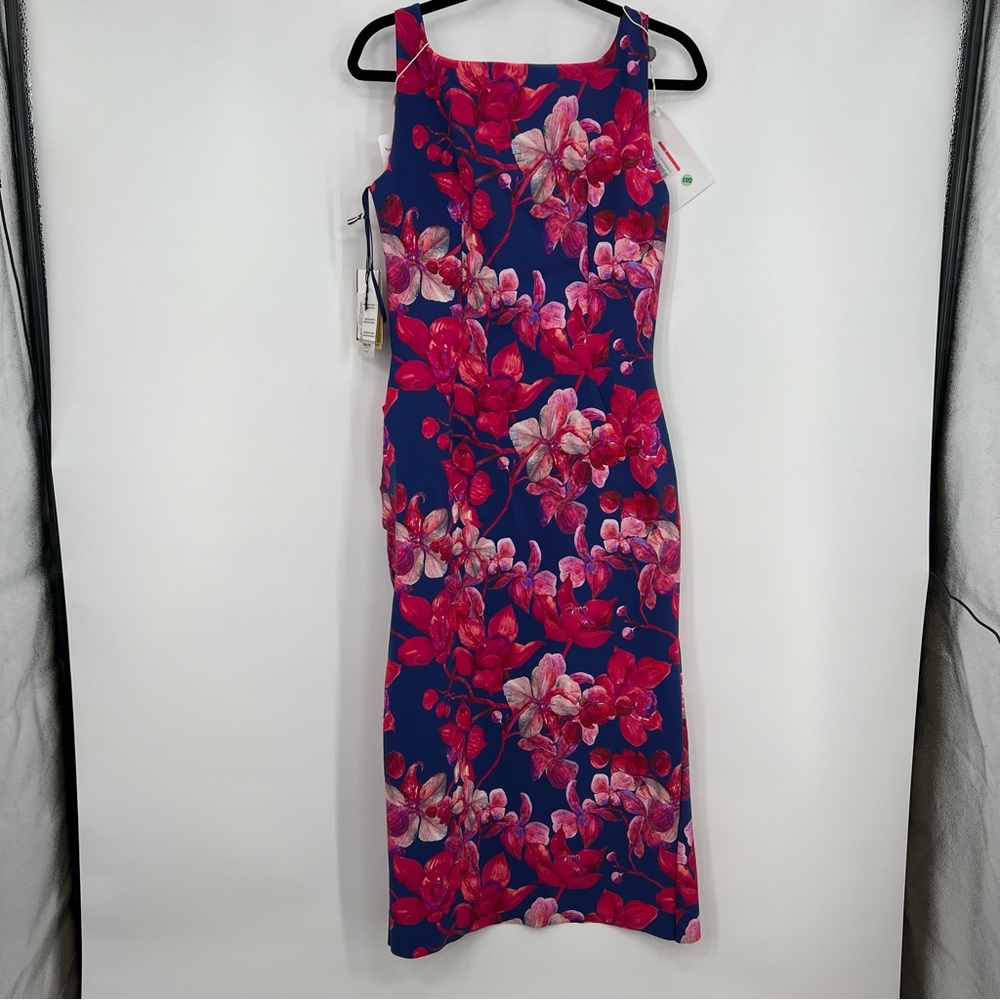 NWT Chiara Boni Sleeveless Bodycon Knee Wedding Mini Dress Cocktail Floral 48 12 - Picture 7 of 10